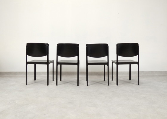 Image 1 of  4 Matteo Grassi dining chairs - black leather 