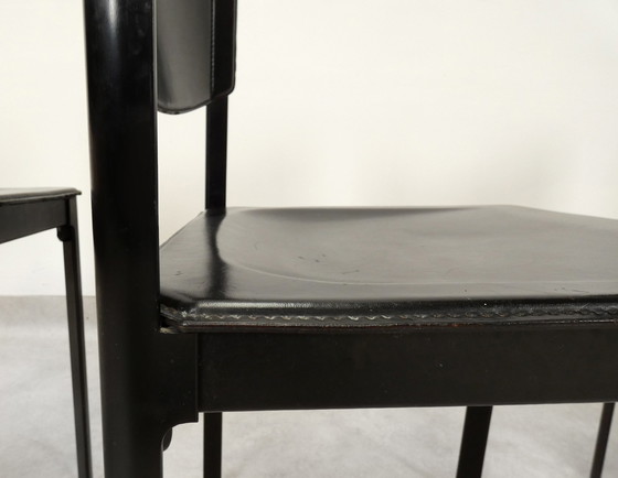 Image 1 of  4 Matteo Grassi dining chairs - black leather 