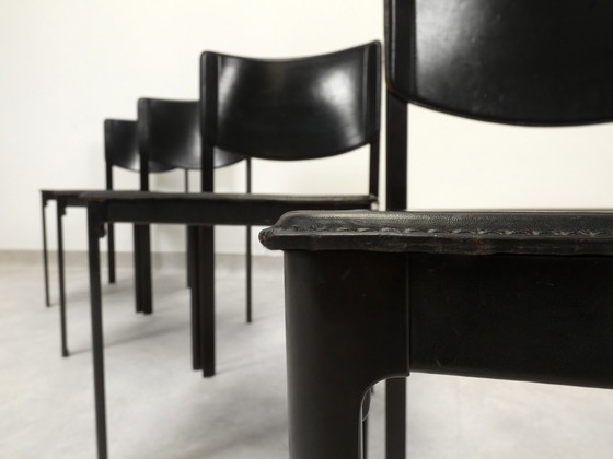 Image 1 of  4 Matteo Grassi dining chairs - black leather 