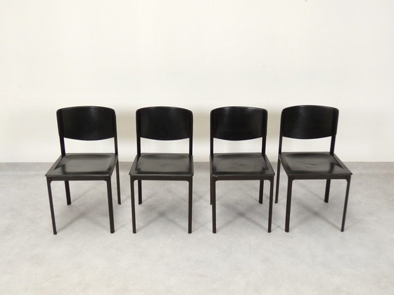 Image 1 of  4 Matteo Grassi dining chairs - black leather 