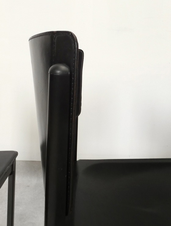 Image 1 of  4 Matteo Grassi dining chairs - black leather 