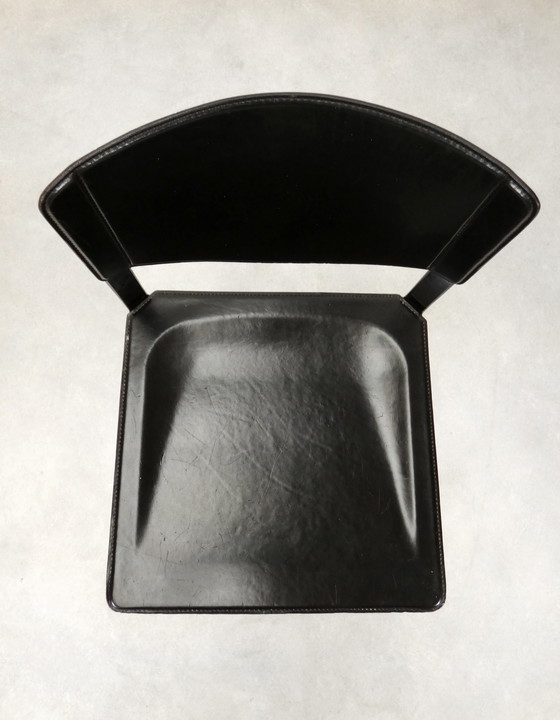 Image 1 of  4 Matteo Grassi dining chairs - black leather 