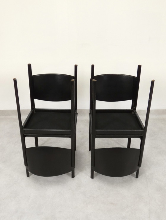 Image 1 of  4 Matteo Grassi dining chairs - black leather 