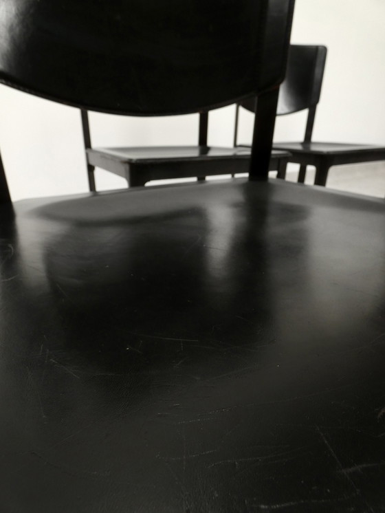 Image 1 of  4 Matteo Grassi dining chairs - black leather 