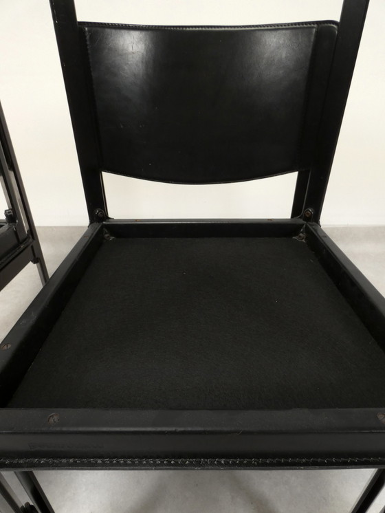 Image 1 of  4 Matteo Grassi dining chairs - black leather 