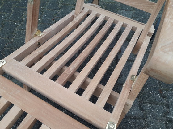 Image 1 of Woodens Teak deckchair met wielen