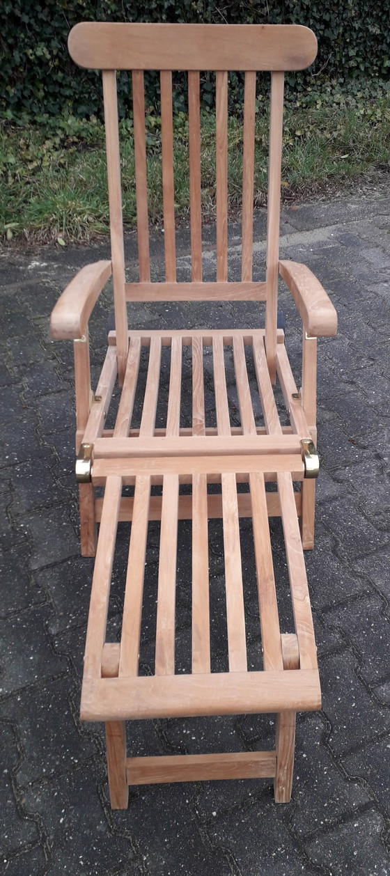 Image 1 of Woodens Teak deckchair met wielen