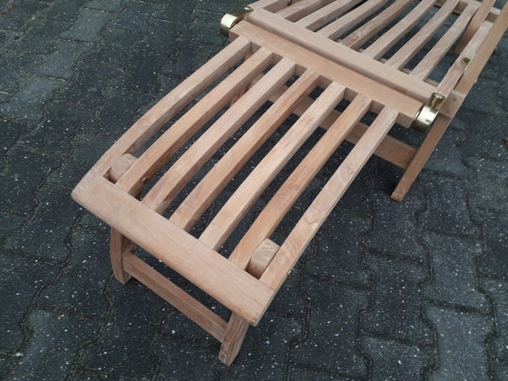 Image 1 of Woodens Teak deckchair met wielen