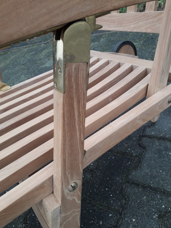 Image 1 of Woodens Teak deckchair met wielen