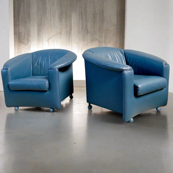 Image 1 of 2x Paolo Piva design leren fauteuils Wittmann