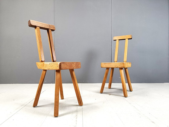 Image 1 of Brutalistische eetkamerstoelen van Mobichalet, 1960S - set van 8