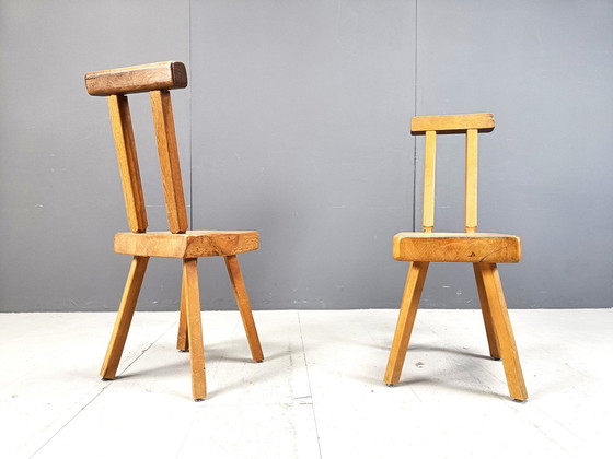 Image 1 of Brutalistische eetkamerstoelen van Mobichalet, 1960S - set van 8