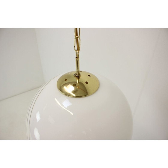 Image 1 of Vintage glazen en koperen hanglamp van Kamenický Šenov, Tsjechië 1970