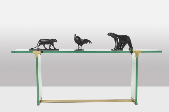 Image 1 of Peter Ghyczy. Glas en verguld messing console. 1970s.