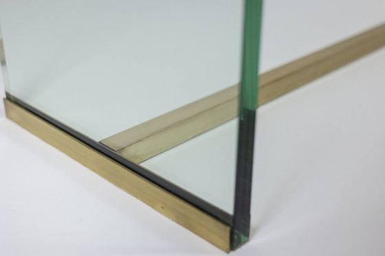 Image 1 of Peter Ghyczy. Glas en verguld messing console. 1970s.