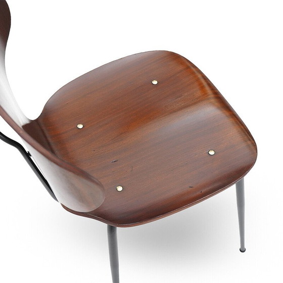 Image 1 of Set van 4 vintage "Lulli" stoelen in metaal en multiplex van Carlo Ratti voor Industria Legni Curvati, 1950