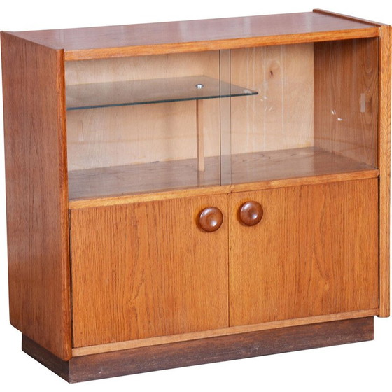 Image 1 of Vintage eiken en glazen boekenkast door UP Závody, Tsjecho-Slowakije 1950