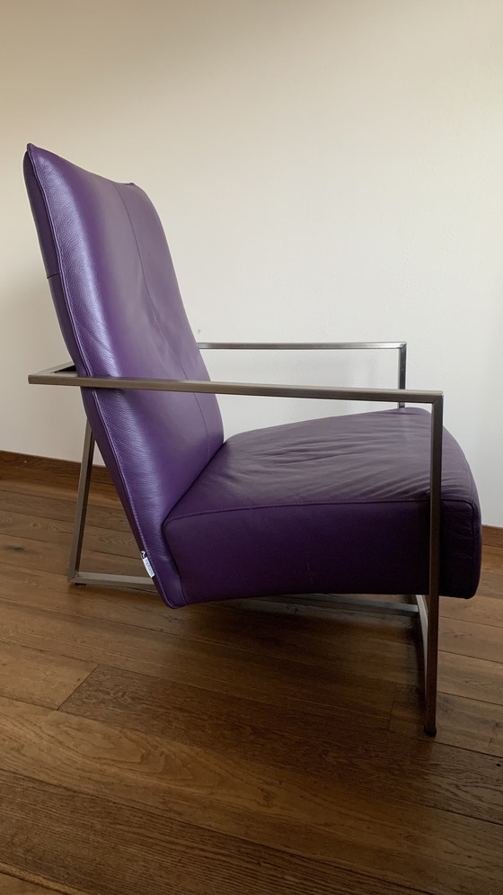 Image 1 of Topform Prado Design Paarse Lederen Fauteuil