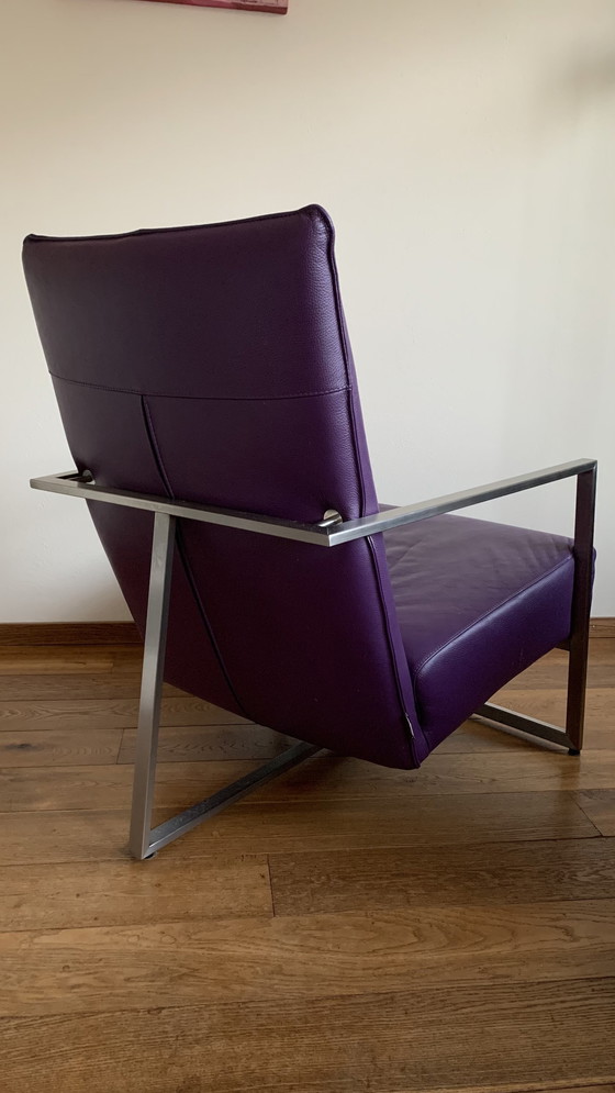 Image 1 of Topform Prado Design Paarse Lederen Fauteuil