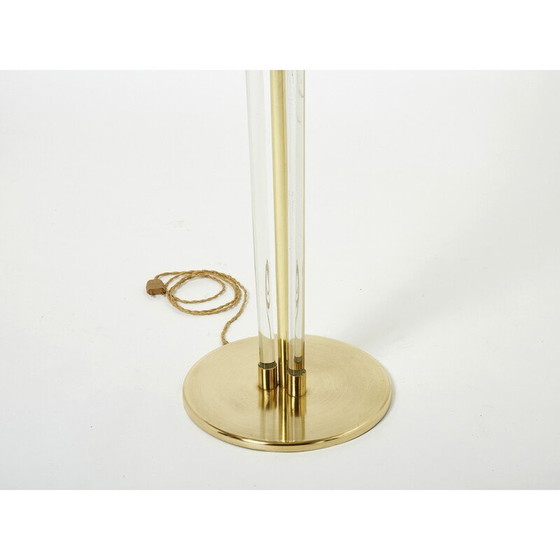 Image 1 of Vintage messing en plexiglazen vloerlamp van Jacques Adnet, jaren 1950