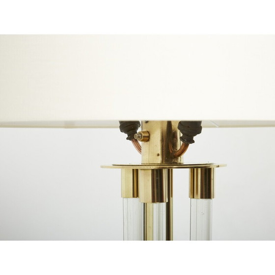 Image 1 of Vintage messing en plexiglazen vloerlamp van Jacques Adnet, jaren 1950