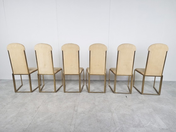 Image 1 of 6x Vintage Belgochrom, messing eetkamerstoelen, jaren 70