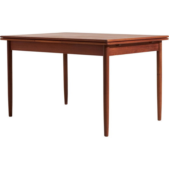 Image 1 of Vintage teakhouten eettafel met 2 verlengstukken, 1960