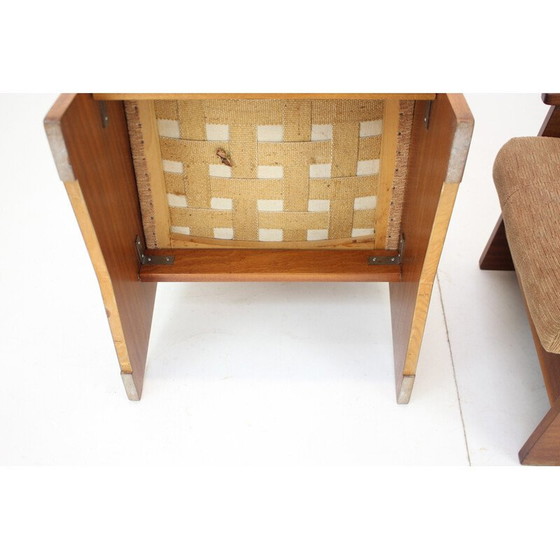 Image 1 of Paar vintage houten en stoffen fauteuils, Tsjecho-Slowakije 1970