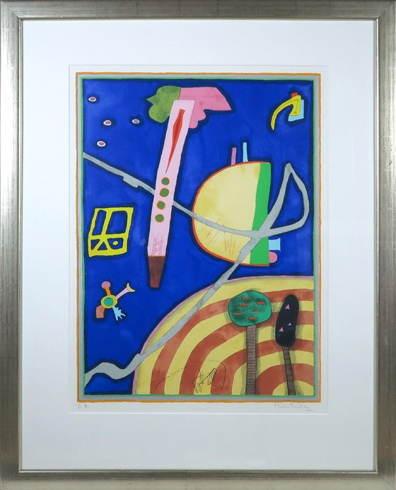 Image 1 of Martin Bradley - 'Compositie Au Ciel Blauw' - Grote Zeefdruk