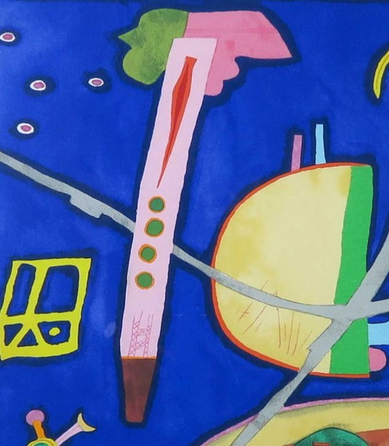 Image 1 of Martin Bradley - 'Compositie Au Ciel Blauw' - Grote Zeefdruk