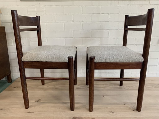 2x Vintage Wengé Eetkamerstoelen