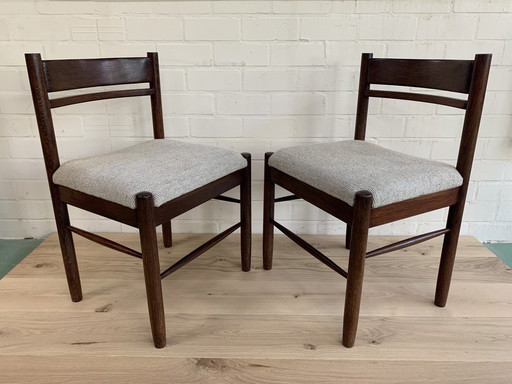 2x Vintage Wengé Eetkamerstoelen