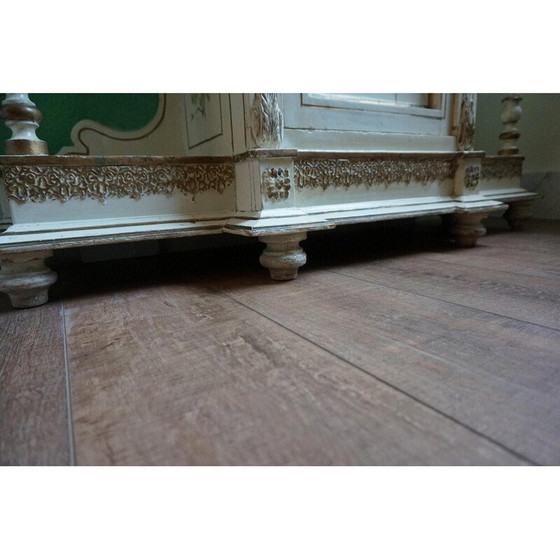 Image 1 of Italiaanse vintage handbeschilderde consoletafel met spiegel in florale beschildering, jaren 1920