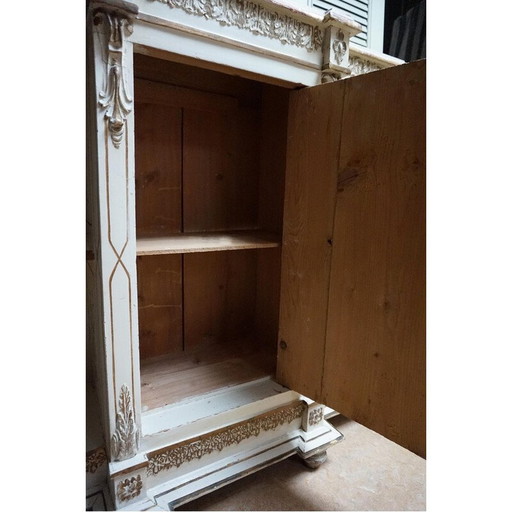 Italiaanse vintage handbeschilderde consoletafel met spiegel in florale beschildering, jaren 1920