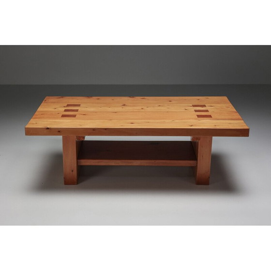 Image 1 of Vintage eettafel van massief iepenhout, jaren 1960