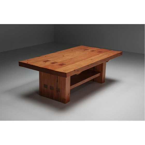 Image 1 of Vintage eettafel van massief iepenhout, jaren 1960