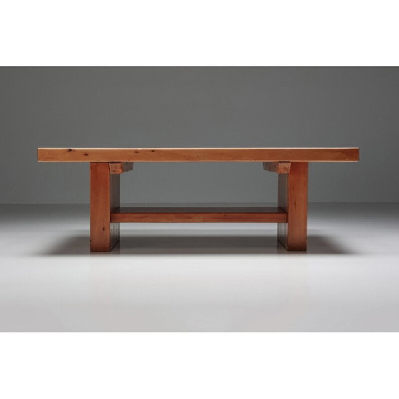 Image 1 of Vintage eettafel van massief iepenhout, jaren 1960