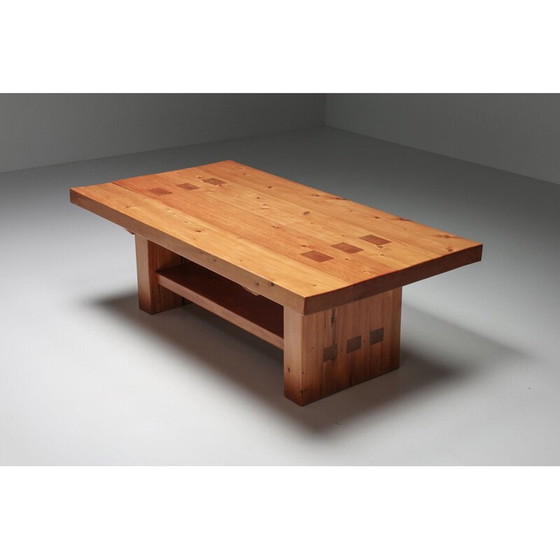 Image 1 of Vintage eettafel van massief iepenhout, jaren 1960