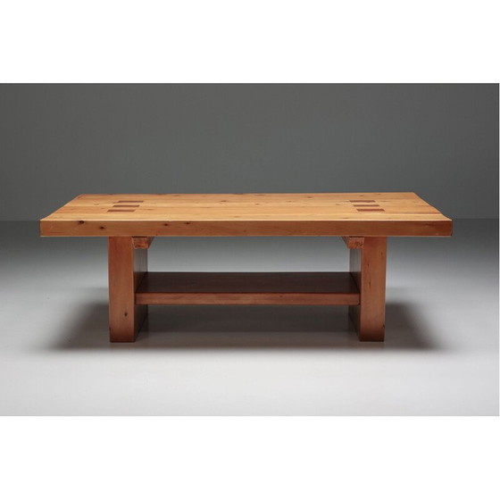 Image 1 of Vintage eettafel van massief iepenhout, jaren 1960