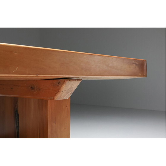 Image 1 of Vintage eettafel van massief iepenhout, jaren 1960