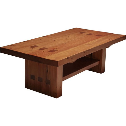 Vintage eettafel van massief iepenhout, jaren 1960