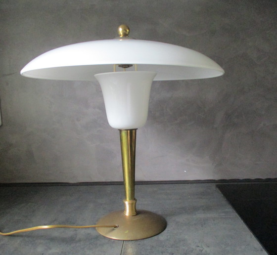 Image 1 of Vintage Bureaulamp Jaren 60, Melkglas