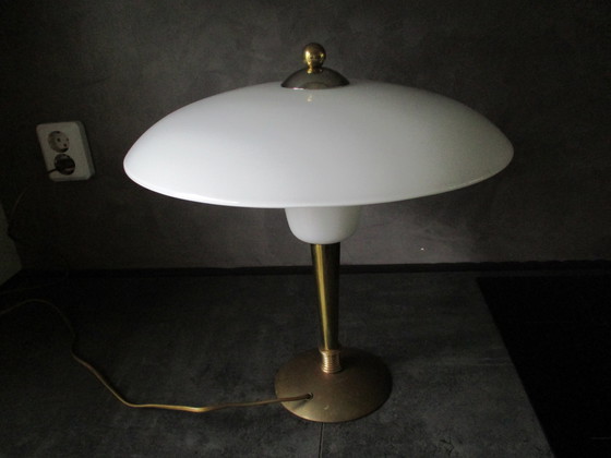 Image 1 of Vintage Bureaulamp Jaren 60, Melkglas