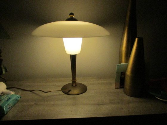 Image 1 of Vintage Bureaulamp Jaren 60, Melkglas