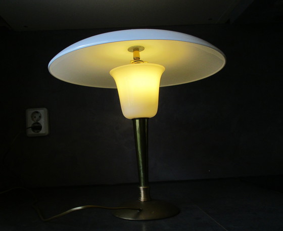 Image 1 of Vintage Bureaulamp Jaren 60, Melkglas