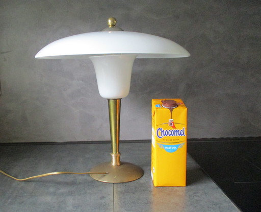 Vintage Bureaulamp Jaren 60, Melkglas