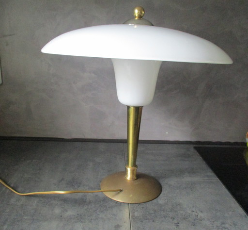 Vintage Bureaulamp Jaren 60, Melkglas