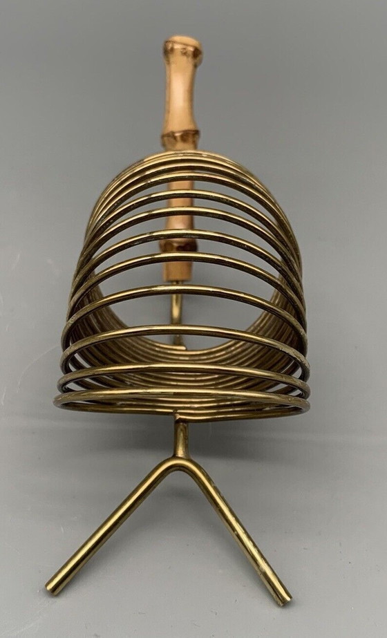 Image 1 of Vintage servethouder bamboe handvat voor 12 servetten