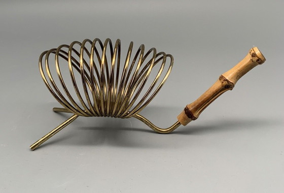 Image 1 of Vintage servethouder bamboe handvat voor 12 servetten