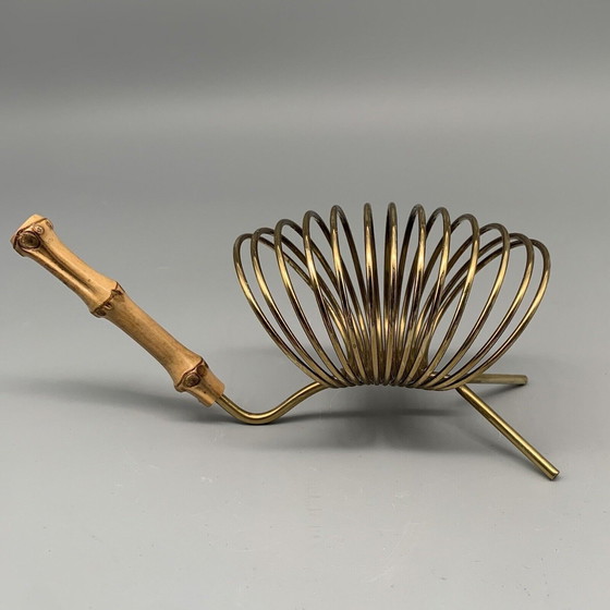 Image 1 of Vintage servethouder bamboe handvat voor 12 servetten